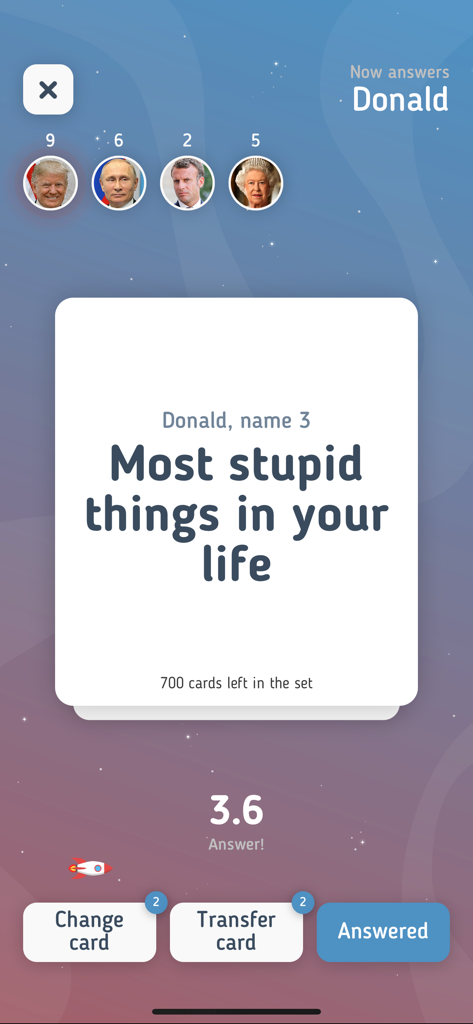 5 second rule - party game - Interface de jogo do aplicativo Regra dos 5 Segundos mostrando um cartão de tarefa e uma contagem regressiva de 5 segundos.