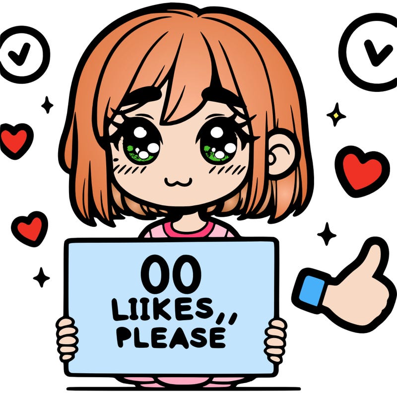 a girl with a sign saying 100 likes, please