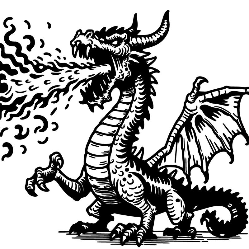 scary fire breathing dragon