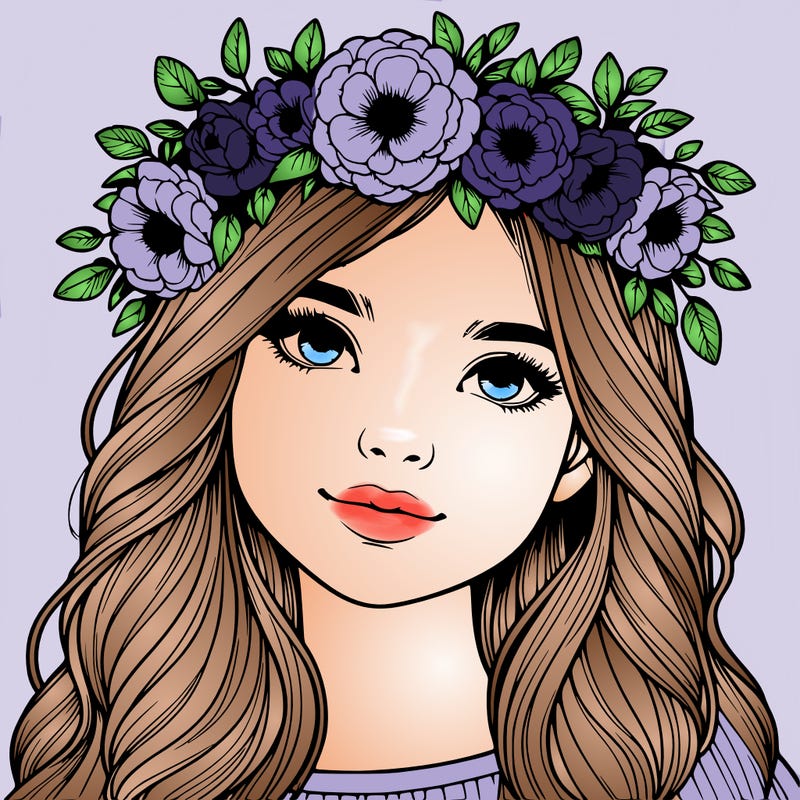 realistic girl with flower crown