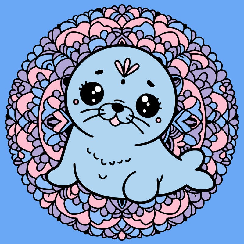 a cute baby seal mandala