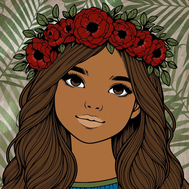 realistic girl with flower crown