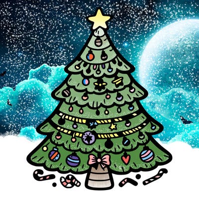 christmas tree with lots of details