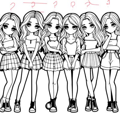 a group of girls realistic