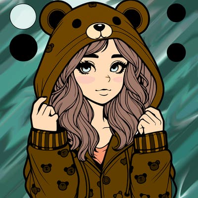 realistic girl in a animal pjs hoodie