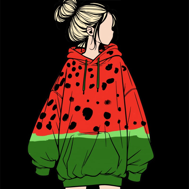 realistic girl with a oversized sweatshirt on and a bun