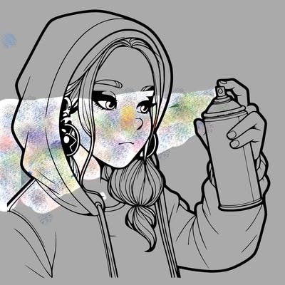 a realistic girl, spray painting