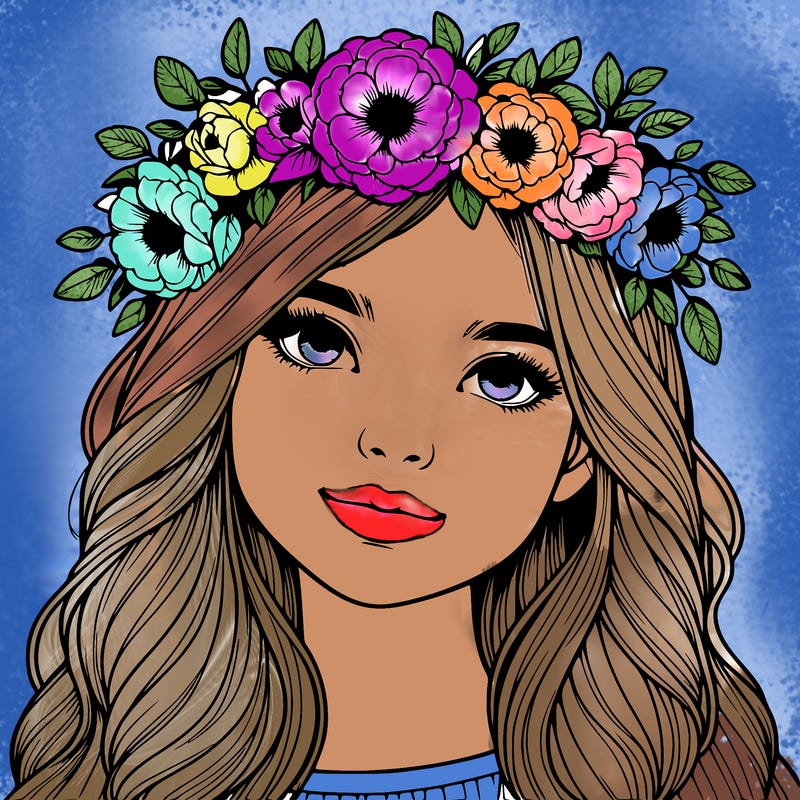 realistic girl with flower crown