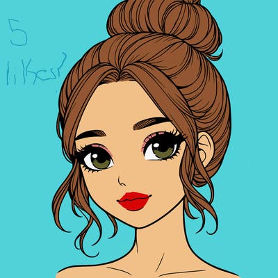realistic pretty girl with hair in bun