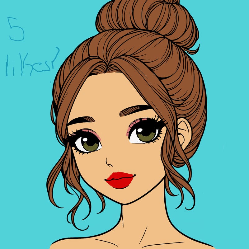 realistic pretty girl with hair in bun