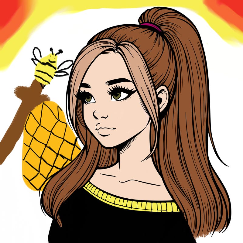 realistic girl with a high ponytail