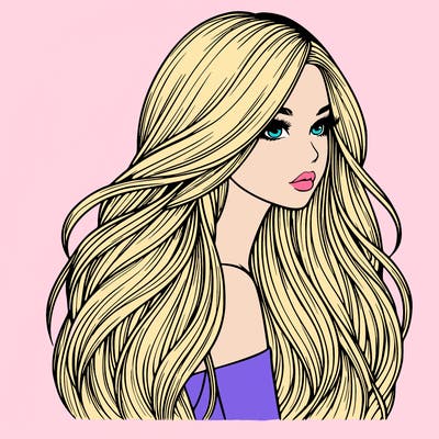 realistic girl with long realistic hair