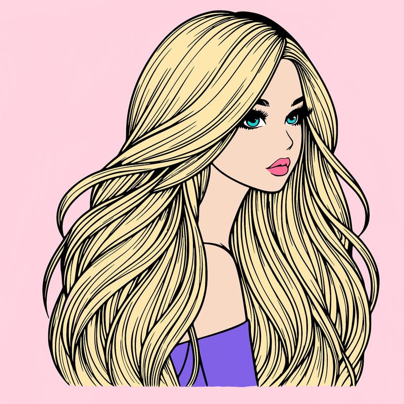 realistic girl with long realistic hair