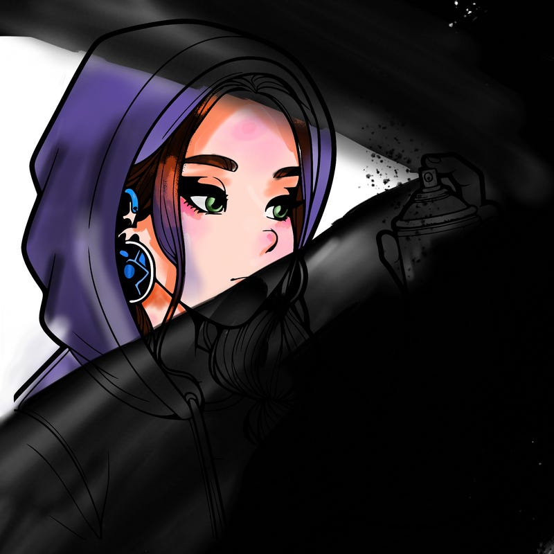 a realistic girl, spray painting