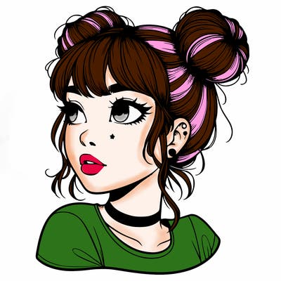 realistic girl with spacebuns