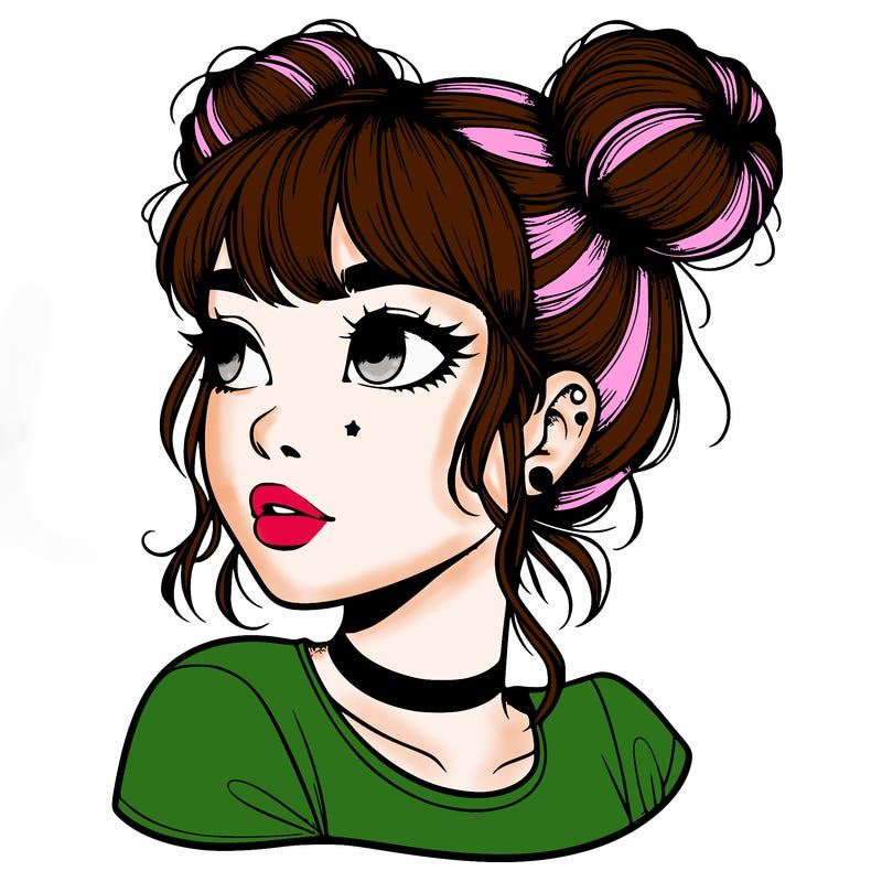 realistic girl with spacebuns