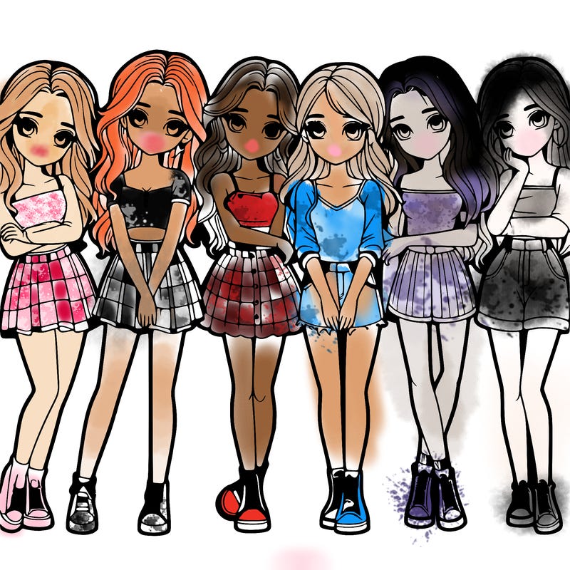 a group of girls realistic