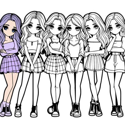 a group of girls realistic