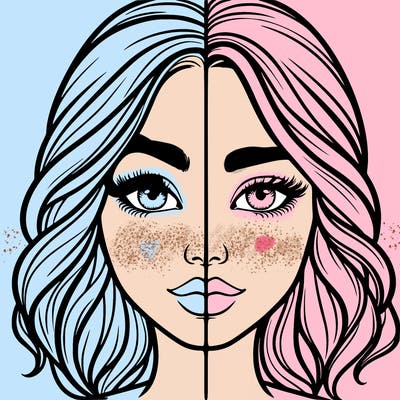 realistic girl split half