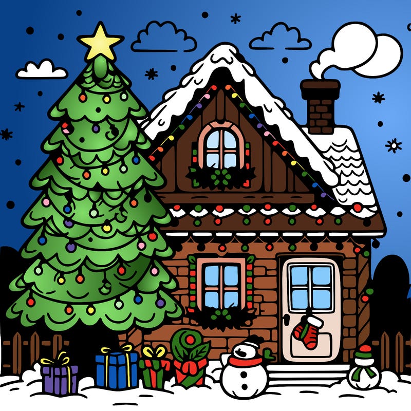 christmas tree decorated house