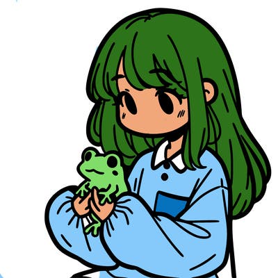 girl with long hair and a oversized shirt. and she is holding a frog
