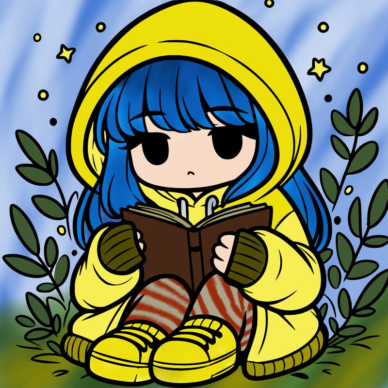 girl in oversized hoodie reading a book