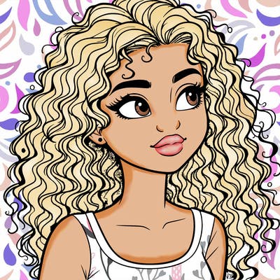 realistic girl with curly hair