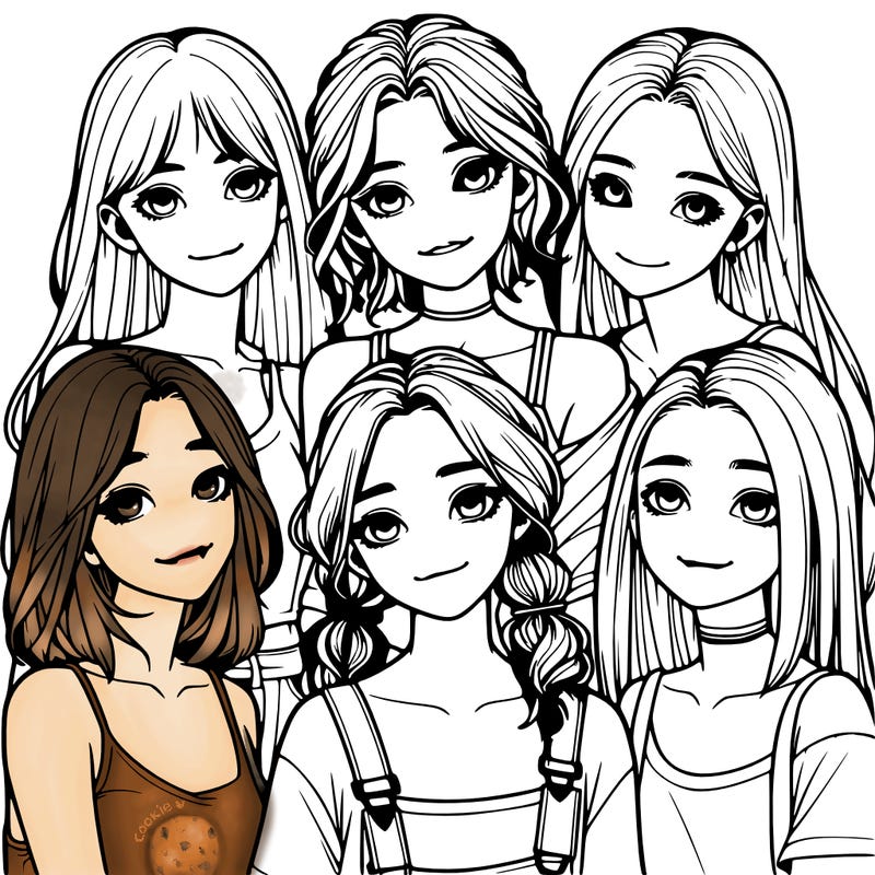 a group of girls realistic