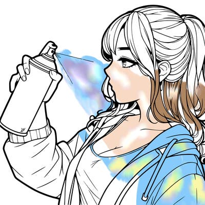 a realistic girl spray, painting