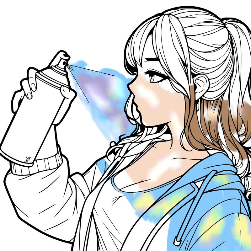 a realistic girl spray, painting