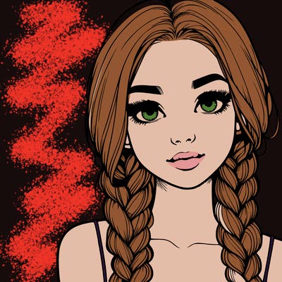 realistic girl with braids