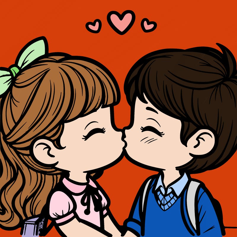 boy and girl kissing