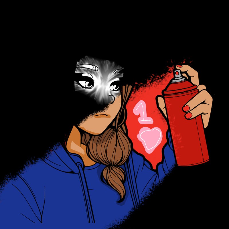 a realistic girl, spray painting