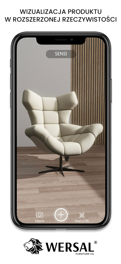 Augmented reality visualization of a modern armchair using the Wersal AR app