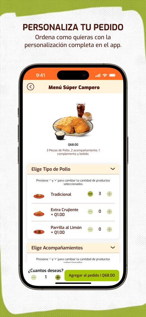 Pollo Campero Guatemala - Customize order screen in Pollo Campero app