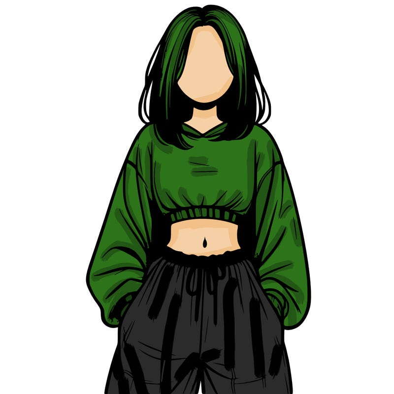 realistic girl faceless with baggy pants and a crop top