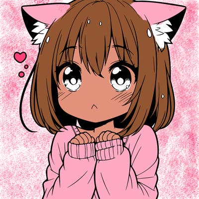 shy anime catgirl