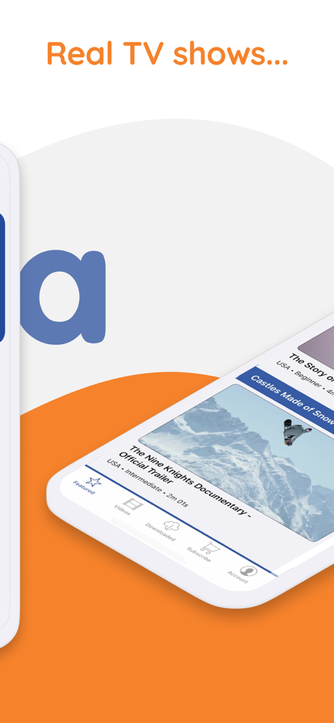 Yabla English - Pantalla de la aplicación Yabla English que muestra contenido de video auténtico como documentales y programas de televisión para el aprendizaje inmersivo