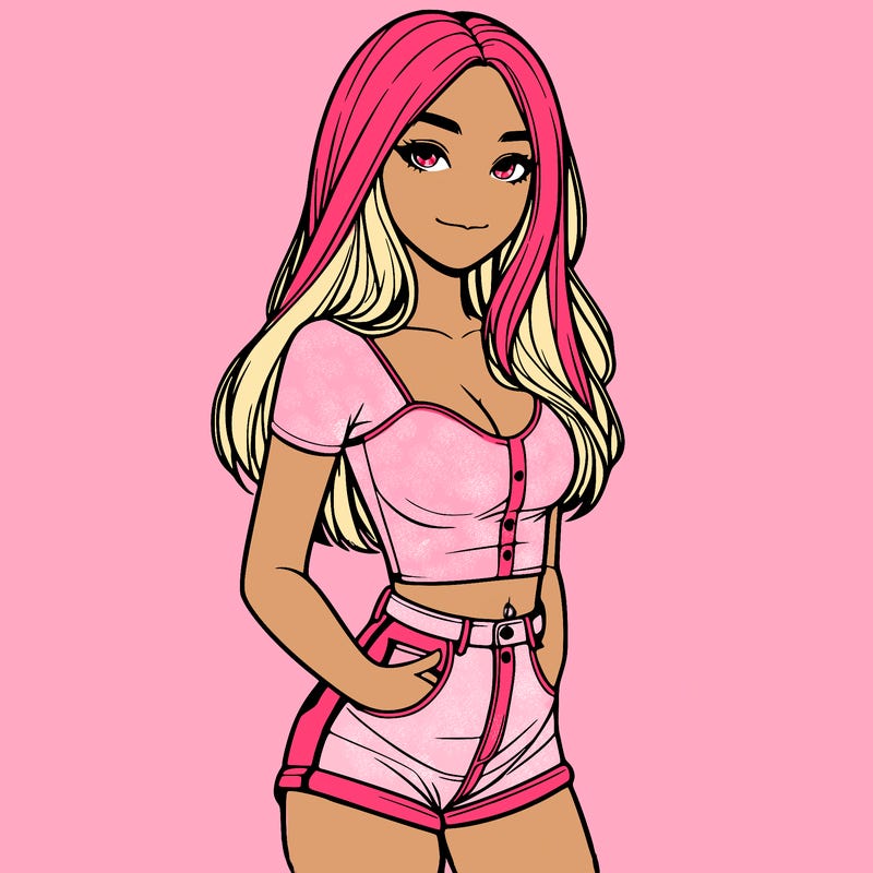 realistic girl in a short top