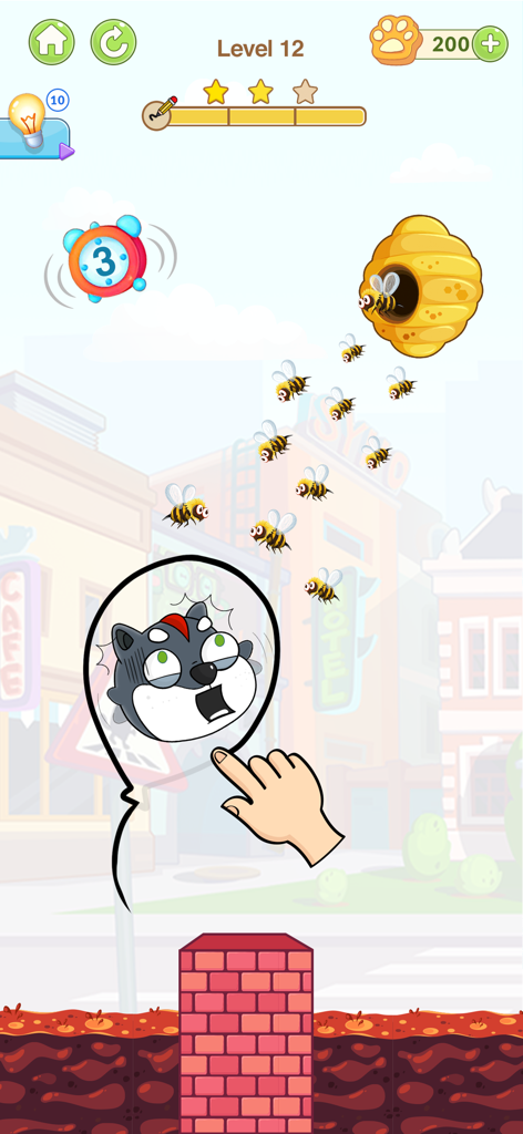 Help the Dog: Brain Puzzles - Save the dog from bees by drawing a protective line in the Help the Dog logic puzzle game.