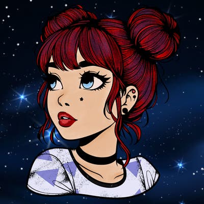 realistic girl with spacebuns