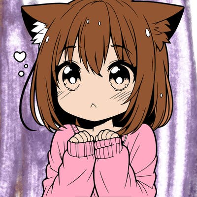 shy anime catgirl