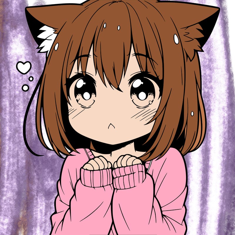 shy anime catgirl