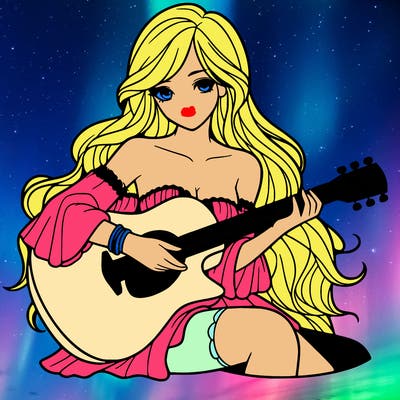 beautiful girl playing the guitar