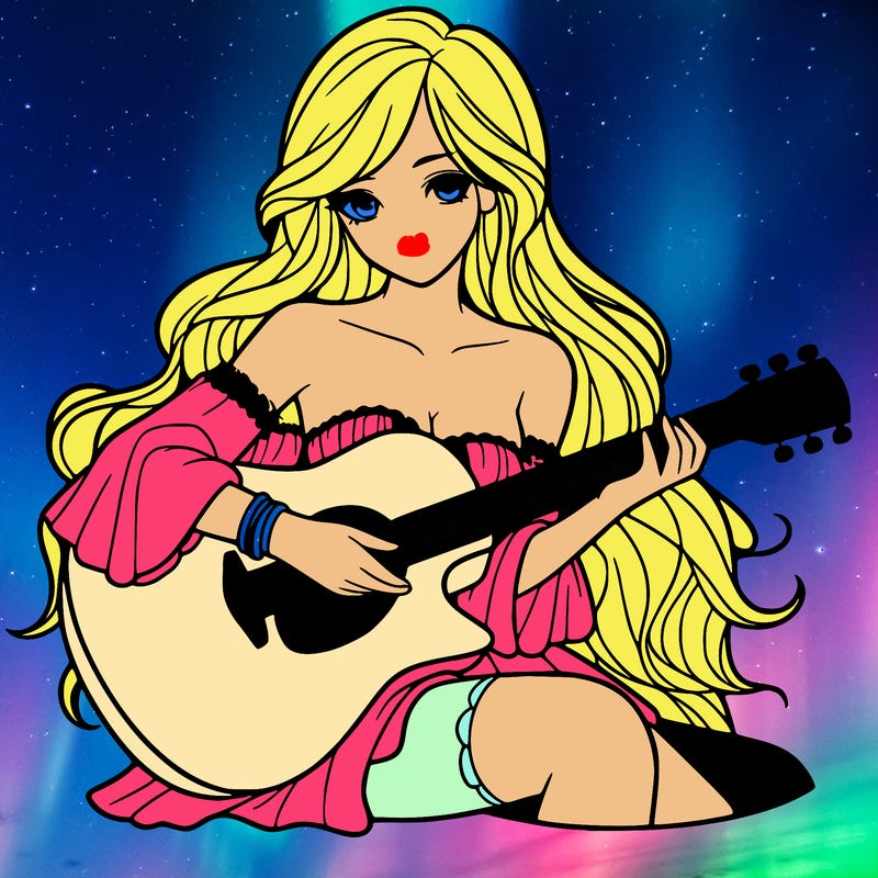 beautiful girl playing the guitar