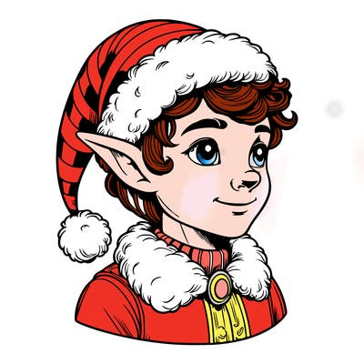 realistic elf with santa hat