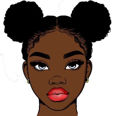 realistic black woman with two buns