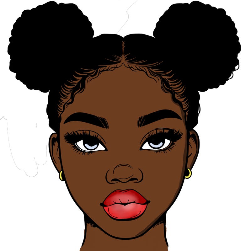 realistic black woman with two buns