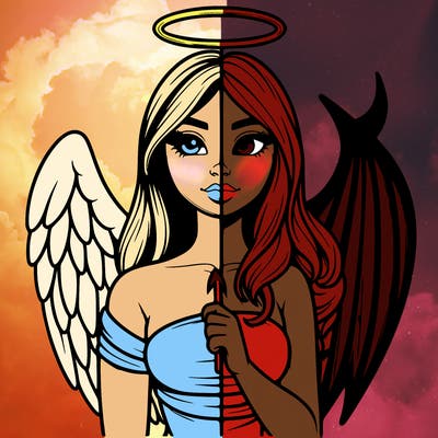 angel vs devil realistic girl