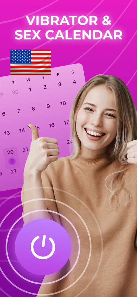 Vibrator: Feel Relax Massager - Vibrator app screen featuring a smiling woman and a vibration start button